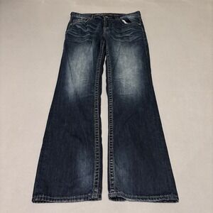 Warehouse One Mens Size 32 Straight Leg Jeans Thick Stitch Distressed